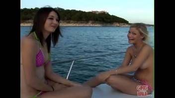 GIRLS GONE WILD - A Couple Of y. Lesbians Having Fun On A Boat